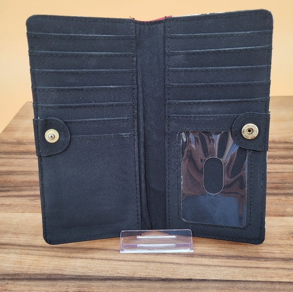 🩷 3/$15 Slim Snake Print Card Wallet, Black & White Print with Red Accents - Picture 3 of 7